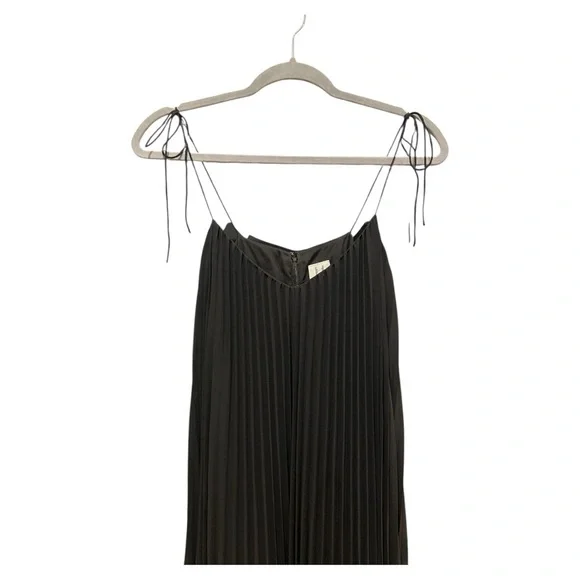 Halston Heritage Black Pleated Evening Gown Goddess Maxi Dress Size 2 - Picture 6 of 15